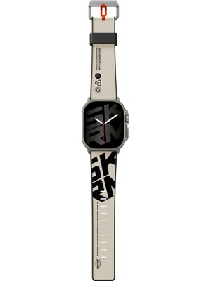 Skinarma Watch 42MM Uyumlu Kordon Skinarma Spunk Serisi Pu Deri Strap Kayış Krem