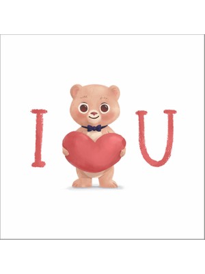 Reysa Tasarım I Love You Ayıcık Sticker Duvar Sticker 40X20 cm
