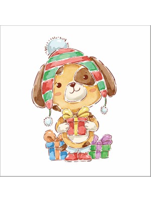 Reysa Tasarım Hediye Veren Köpek Sticker Duvar Sticker 30X20 cm