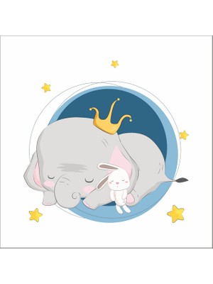 Reysa Tasarım Uyuyan Fil ve Tavşan Sticker Duvar Sticker 30X30 cm