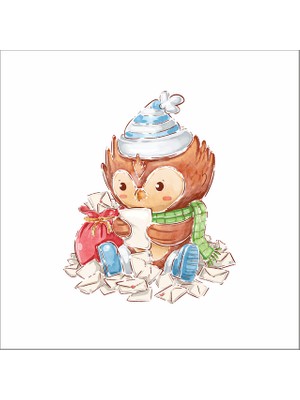 Reysa Tasarım Mektup Okuyan Baykuş Sticker Duvar Sticker 30X20 cm