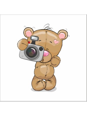 Reysa Tasarım Fotoğraf Çeken Ayıcık Sticker Duvar Sticker 30X20 cm