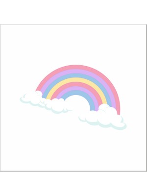 Reysa Tasarım Bulutlar ve Gökkuşağı Sticker Duvar Sticker 30X25 cm