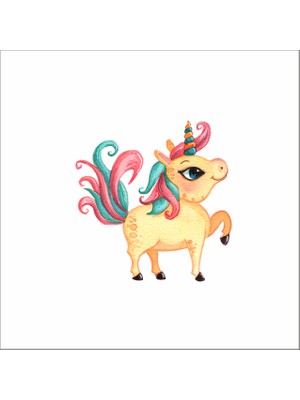 Reysa Tasarım Sarı Uncorn Sticker Duvar Sticker 25X25 cm