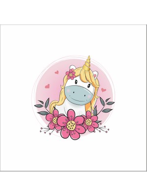 Reysa Tasarım Unicor Çiçekli Sticker Duvar Sticker 25X25 cm