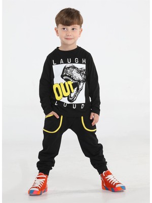 Casabony Out Dino Siyah Baggy Pantolon + T-Shirt Takım
