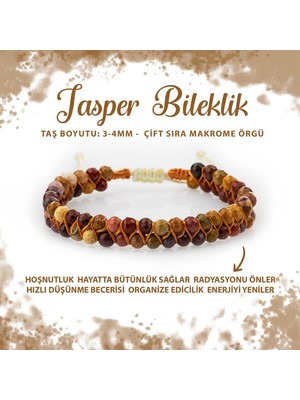 Deniz Doğal Taş Sertifikalı Jasper 3-4mm Çift Sıra Doğal Taş Bileklik