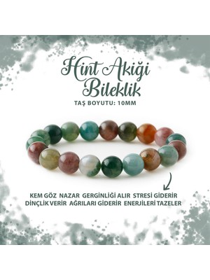 Deniz Doğal Taş Sertifikalı Hint Akiği 10MM Doğal Taş Bileklik