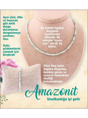 Deniz Doğal Taş Sertifikalı Amazonit Taşı -   ( Taşlar) Doğaltaş Kolye, Bileklik Takımı
