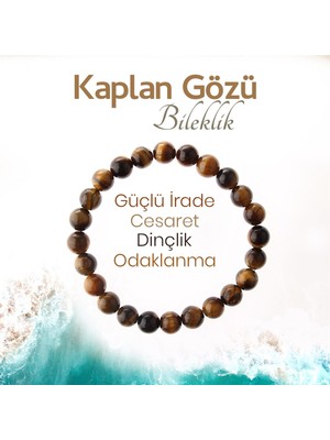 Deniz Doğal Taş Sertifikalı Kaplan Gözü   ( Taşlar) Doğaltaş Bileklik 8 Mm, B974