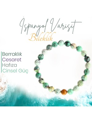 Deniz Doğal Taş Sertifikalı Ispanyol Varisit   ( Taşlar) Doğaltaş Bileklik 8 Mm, B971