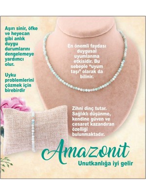 Deniz Doğal Taş Sertifikalı Amazonit Taşı -   ( Taşlar) Doğaltaş Kolye, Bileklik Takımı