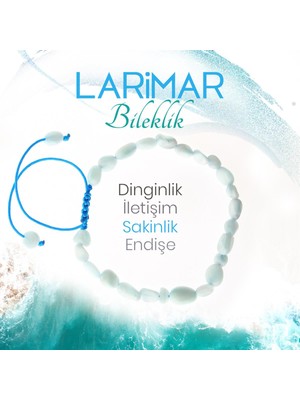 Deniz Doğal Taş Sertifikalı Larimar   ( Taşlar) Doğaltaş Bileklik 8 Mm, B985