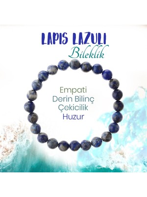 Deniz Doğal Taş Sertifikalı Lapis   ( Taşlar) Doğaltaş Bileklik 8 Mm, B984
