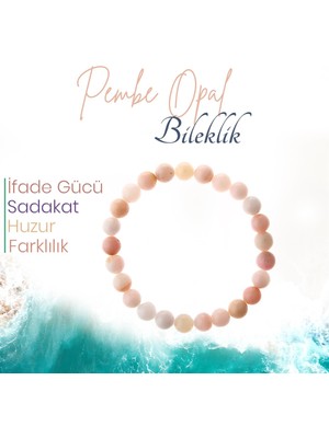 Deniz Doğal Taş Sertifikalı Pembe Opal   ( Taşlar) Doğaltaş Bileklik 8 Mm, B996