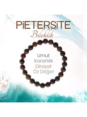 Deniz Doğal Taş Sertifikalı Pietersite   ( Taşlar) Doğaltaş Bileklik 8 Mm, B997