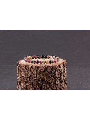 Deniz Doğal Taş Sertifikalı Turmalin   ( Taşlar) Doğaltaş Bileklik 6 mm - B851