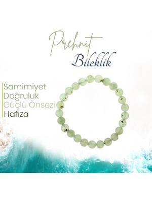 Deniz Doğal Taş Sertifikalı Prehnit   ( Taşlar) Doğaltaş Bileklik 8 Mm, B999