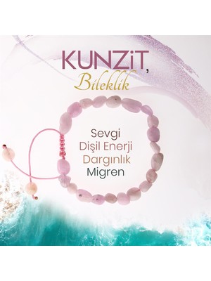 Deniz Doğal Taş Sertifikalı Kunzit   ( Taşlar) Doğaltaş Bileklik 6 Mm, B982