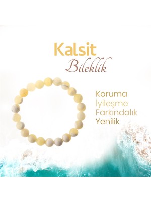 Deniz Doğal Taş Sertifikalı Kalsit   ( Taşlar) Doğaltaş Bileklik 8 Mm, B972