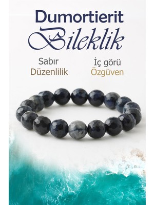 Deniz Doğal Taş Sertifikalı Dumortierit Doğaltaş Bileklik, Fasetli Dumortierit Doğal Taş Bileklik B1050 (10MM-16CM)