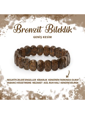 Deniz Doğal Taş Sertifikalı Bronzit Doğal Taş Geniş Kesim Bileklik
