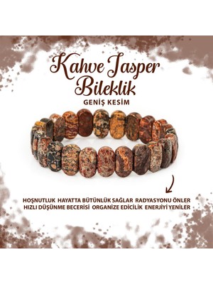Deniz Doğal Taş Sertifikalı Kahve Jasper Doğal Taş Geniş Kesim Bileklik
