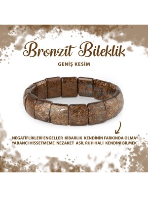 Deniz Doğal Taş Sertifikalı Bronzit Doğal Taş Balık Sırtı Geniş Kesim Bileklik