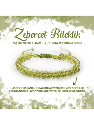 Deniz Doğal Taş Sertifikalı Zebercet Peridot 3-4mm Çift Sıra Doğal Taş Bileklik