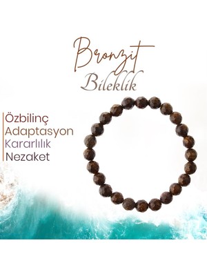 Deniz Doğal Taş Bronzit Doğaltaş Bileklik, Fasetli Bronzit Doğal Taş Kendine Güven Bileklik B1047 (8MM-18CM)