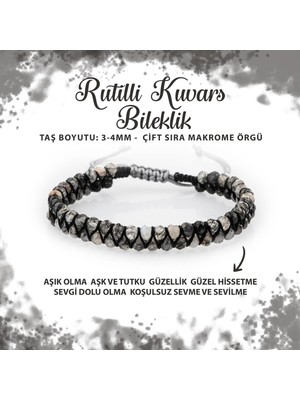 Deniz Doğal Taş Sertifikalı Rutilli Kuvars 3-4mm Çift Sıra Doğal Taş Bileklik