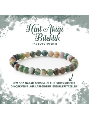 Deniz Doğal Taş Sertifikalı Hint Akiği 6mm Doğal Taş Bileklik