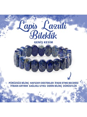 Deniz Doğal Taş Sertifikalı Lapis Lazuli Doğal Taş Geniş Kesim Bileklik