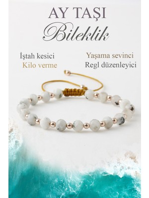 Deniz Doğal Taş Sertifikalı Ay Taşı-Hematit Doğaltaş Bileklik,doğal Taş Yaşama Sevinci Bileklik B1030 (6MM-18CM)