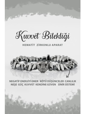 Deniz Doğal Taş Sertifikalı Kuvvet Doğal Taş Bileklik Hematit Zirkon Aparat B004