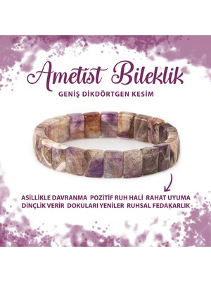 Deniz Doğal Taş Sertifikalı Ametist Doğal Taş Kare Kesim Geniş Kesim Bileklik