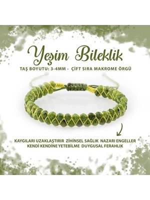 Deniz Doğal Taş Sertifikalı Yeşim 3-4mm Çift Sıra Doğal Taş Bileklik