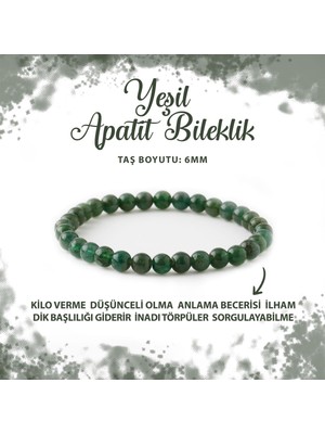 Deniz Doğal Taş Sertifikalı Yeşil Apatit 6mm Doğal Taş Bileklik