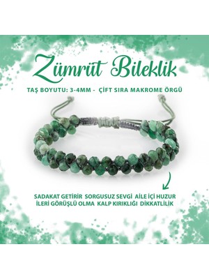 Deniz Doğal Taş Sertifikalı Zümrüt 3-4mm Çift Sıra Doğal Taş Bileklik