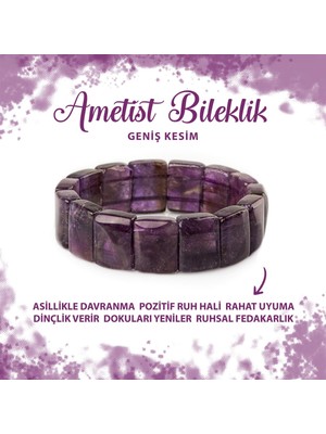 Deniz Doğal Taş Sertifikalı Ametist Doğal Taş Balık Sırtı Geniş Kesim Bileklik