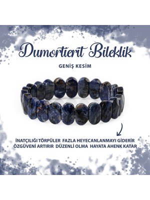 Deniz Doğal Taş Sertifikalı Dumortierit Doğal Taş Geniş Kesim Bileklik