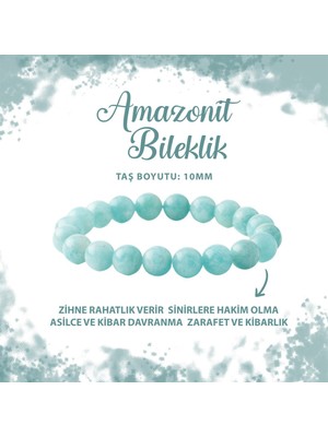 Deniz Doğal Taş Sertifikalı Amazonit 10MM Doğal Taş Bileklik