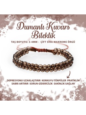 Deniz Doğal Taş Sertifikalı Dumanlı Kuvars 3-4mm Çift Sıra Doğal Taş Bileklik