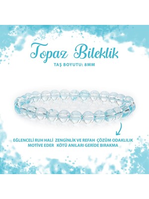 Deniz Doğal Taş Sertifikalı Topaz 8mm Doğal Taş Bileklik