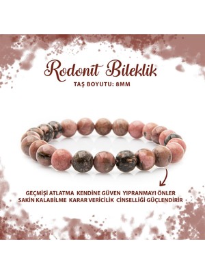 Deniz Doğal Taş Sertifikalı Rodonit 8mm Doğal Taş Bileklik