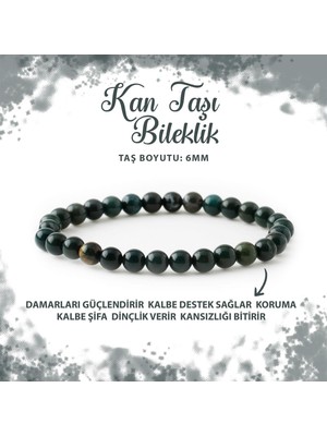 Deniz Doğal Taş Sertifikalı Kan Taşı 6mm Doğal Taş Bileklik