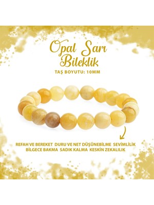 Deniz Doğal Taş Sertifikalı Opal Sarı 10MM Doğal Taş Bileklik