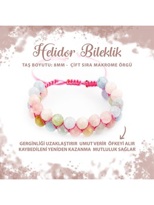 Deniz Doğal Taş Sertifikalı Helidor 8mm Çift Sıra Makrome Doğal Taş Bileklik