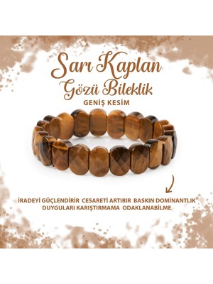 Deniz Doğal Taş Sertifikalı Sarı Kaplan Gözü Doğal Taş Geniş Kesim Bileklik