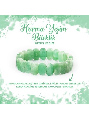 Deniz Doğal Taş Sertifikalı Hurma Yeşim Doğal Taş Geniş Kesim Bileklik